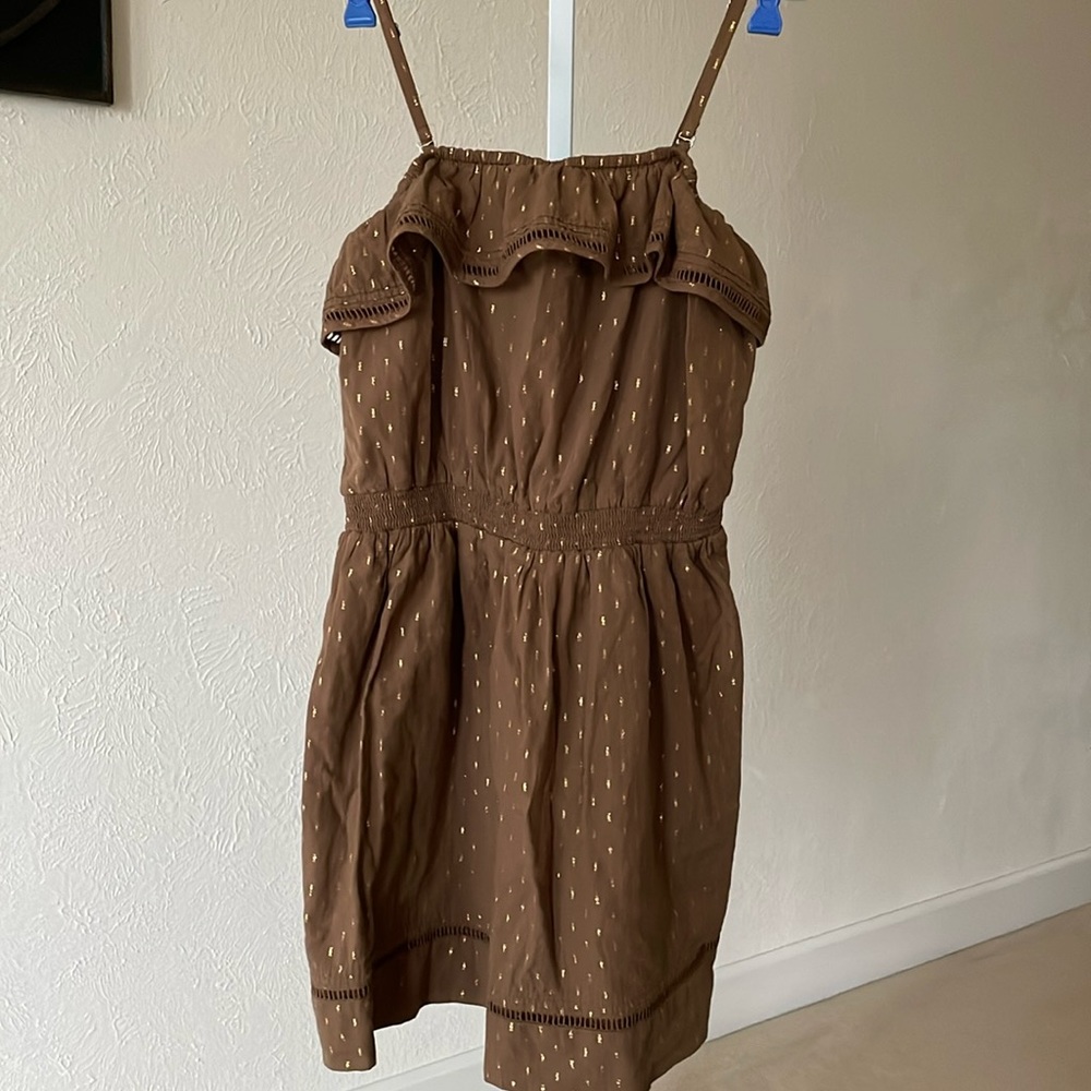 Express cute speckled metallic gold ruffle tank/dress